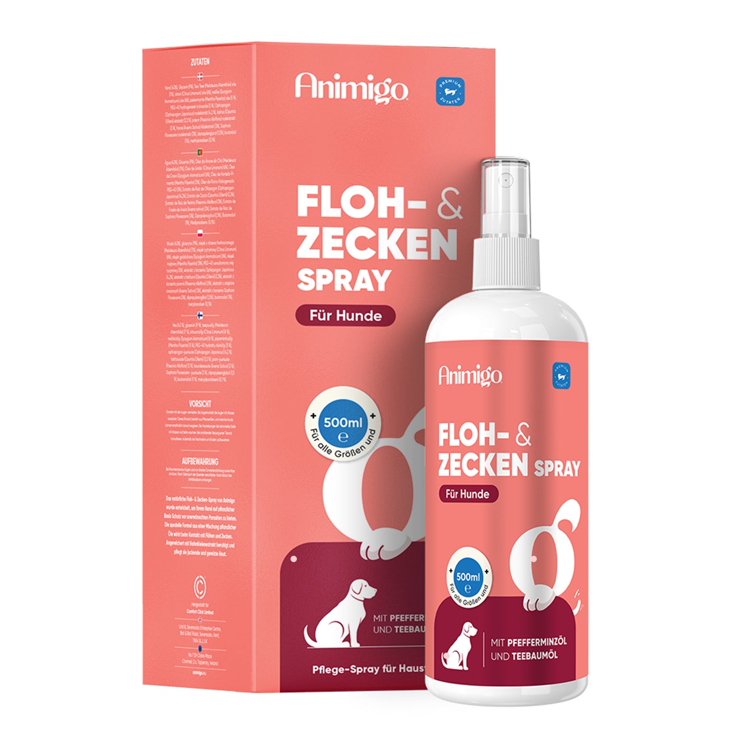 Floh- und Zeckenschutz-Spray für Hunde, 500 ml