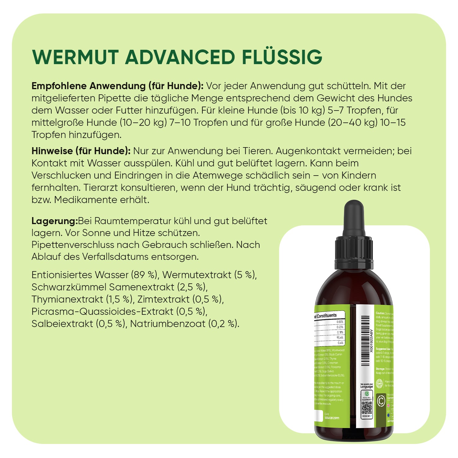 Wermut Advanced Flüssigkeit für Hunde 120 ml