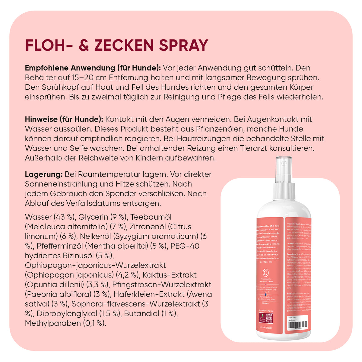 Floh- und Zeckenschutz-Spray für Hunde, 500 ml