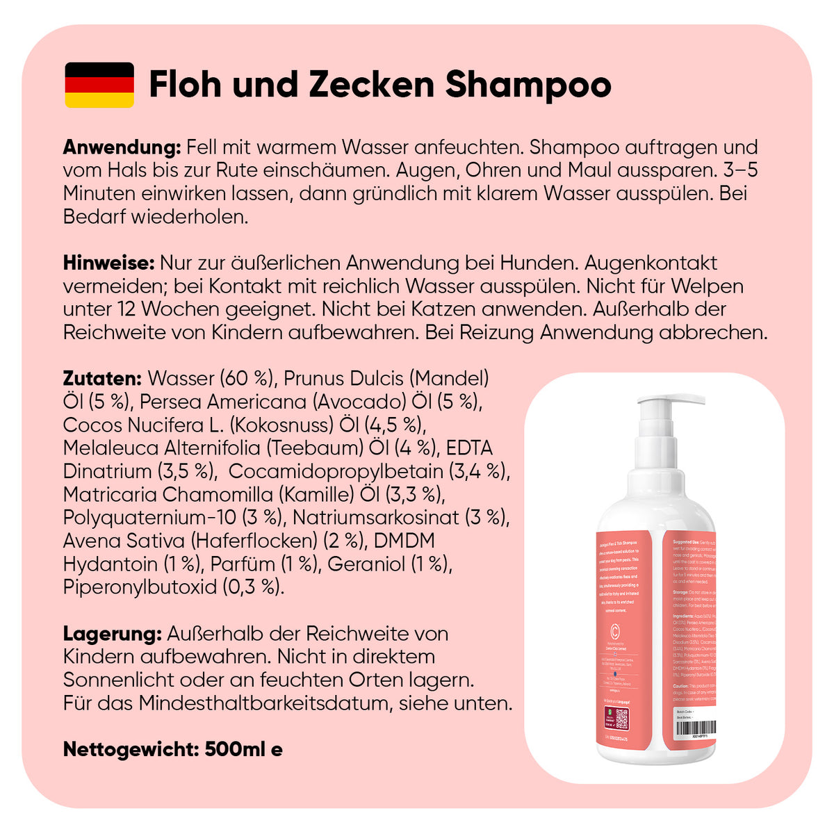 Floh- & Zecken-Shampoo für Hunde 500 ml