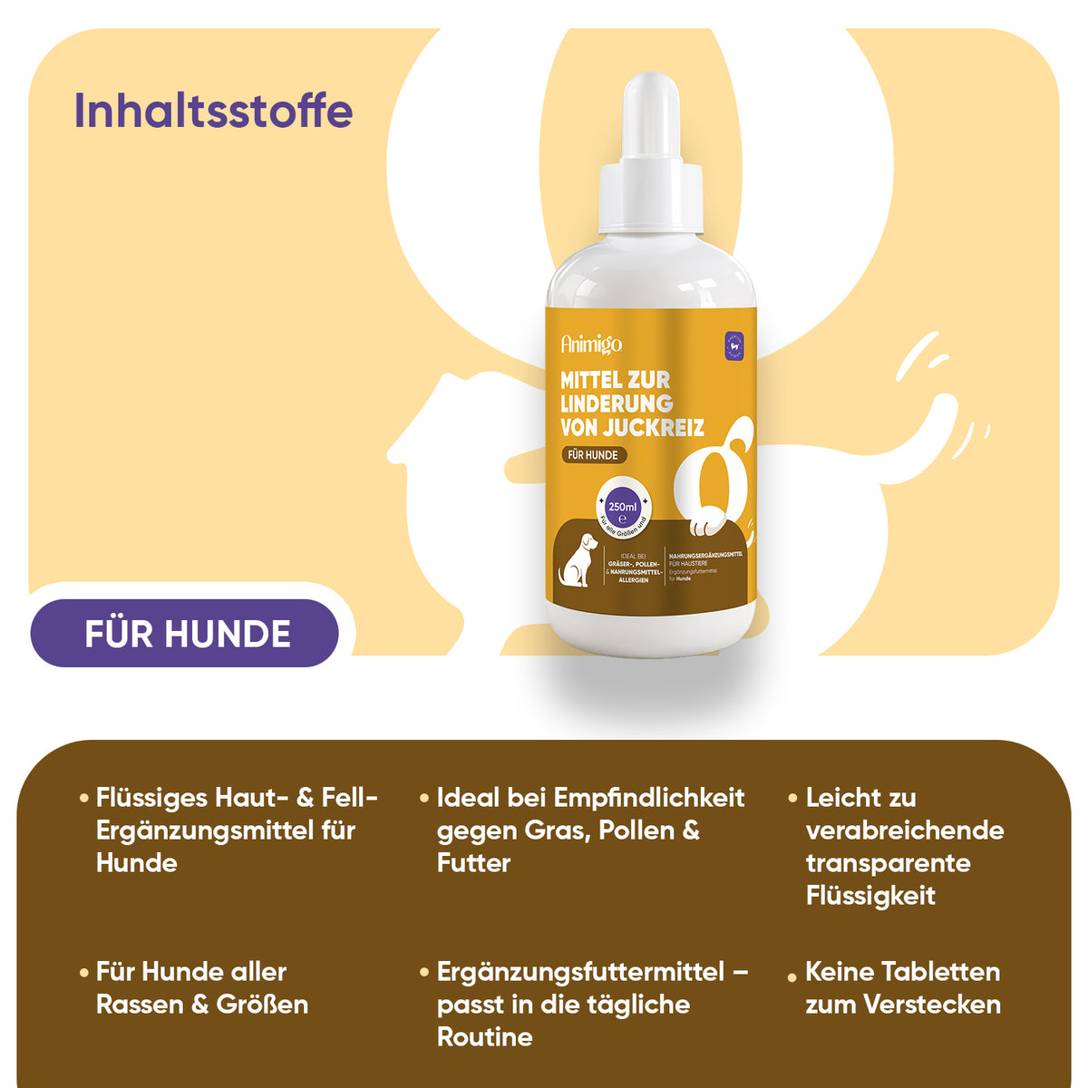 Juckreiz Linderung für Hunde 250 ml Flüssigkeit