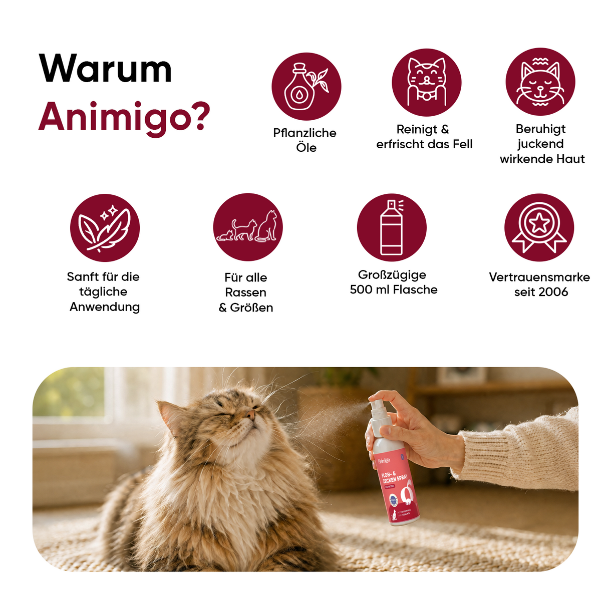 Floh- und Zeckenschutz Spray für Katzen 500 ml