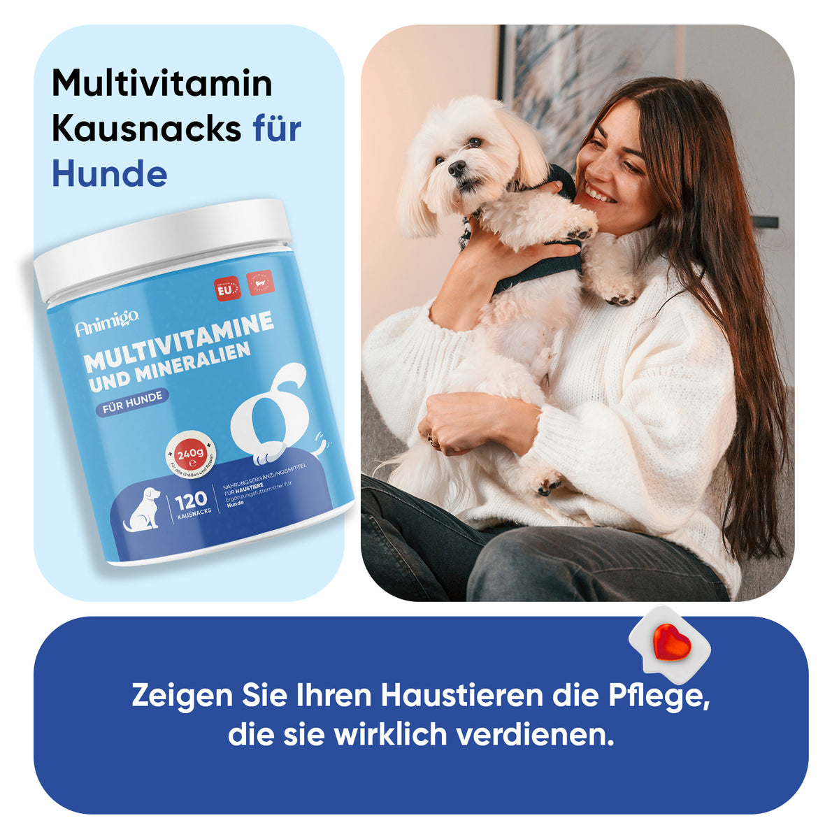Multivitaminpräparat mit Mineralien für Hunde, 120 weiche Kautabletten
