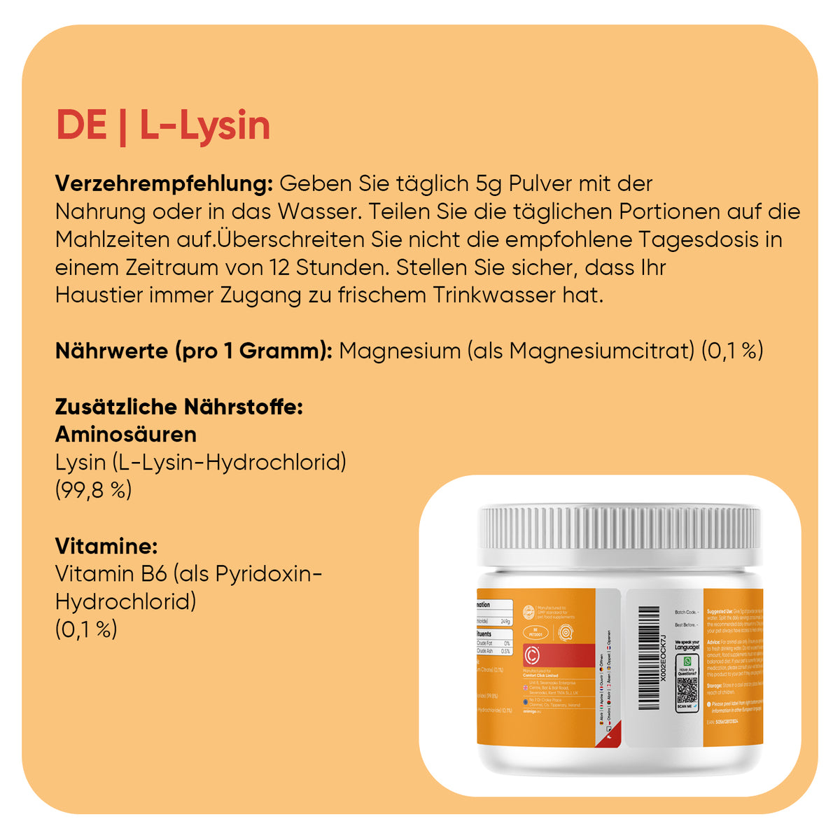 L-Lysin für Hunde, 250 g Pulver