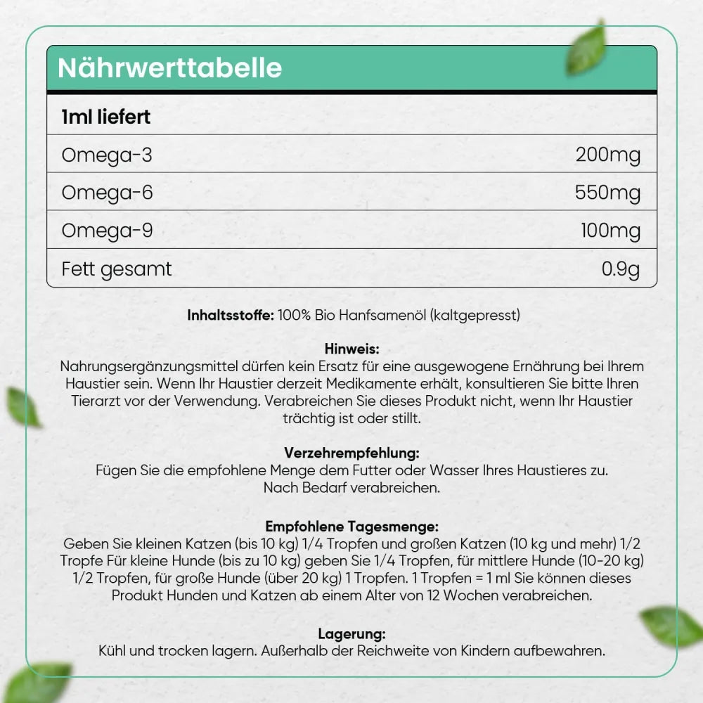 Nebenwirkungen von Hanföl für Hunde und Katzen 